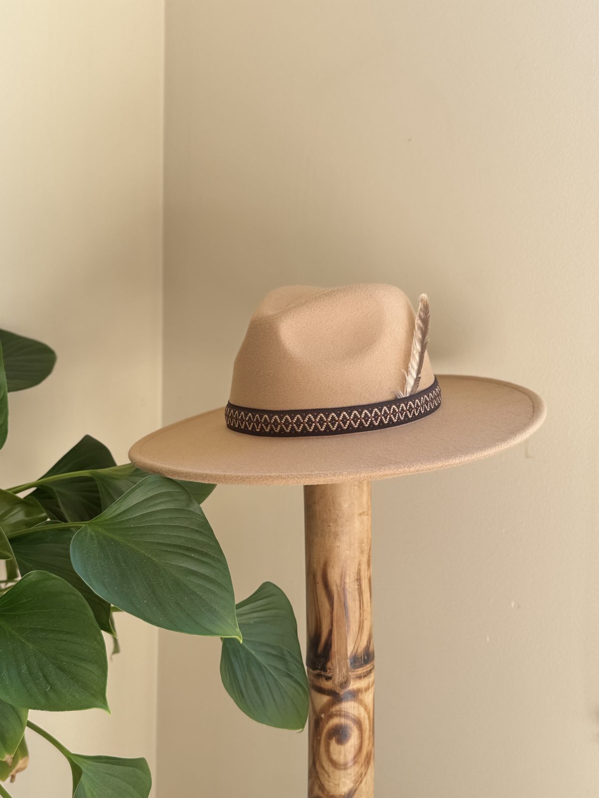 Cream fedora with thin dark band